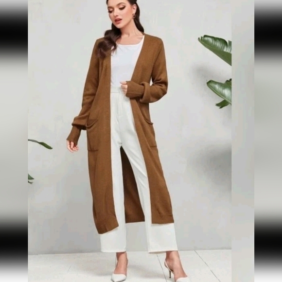 Theory Womens Brown Rib Sleeve 100% Cashmere Cardigan In Syrup M - Picture 1 of 12